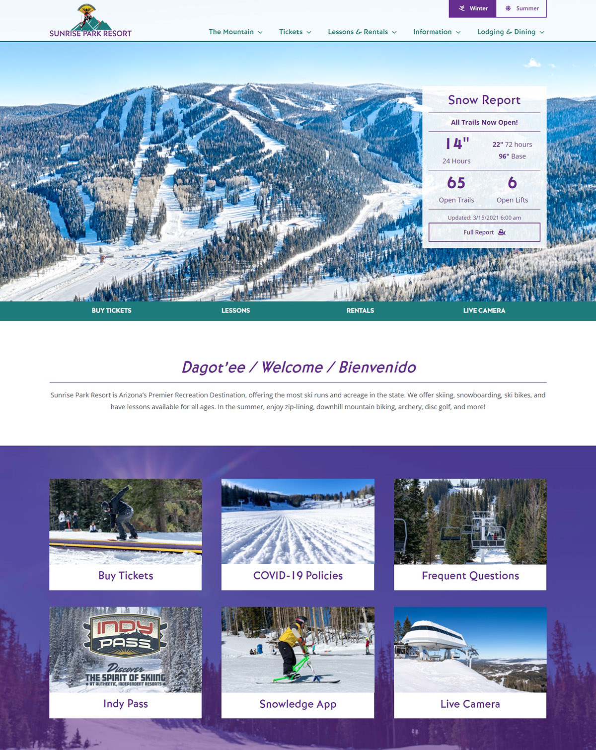 Sunrise Park Resort Website